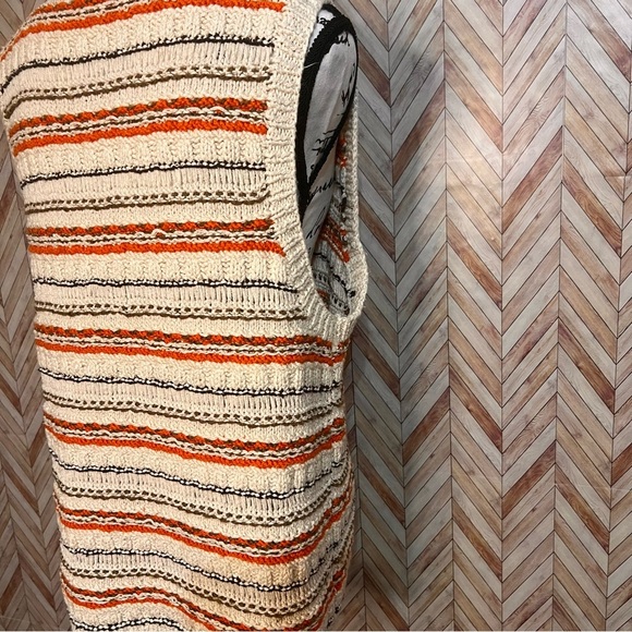 Jones New York Hand Knit Sweater Vest Front Zip Striped Linen Blend L - Picture 7 of 8